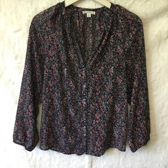 J. Crew Mercantile Floral V-Neck Button-Up Blouse - Picture 2 of 11